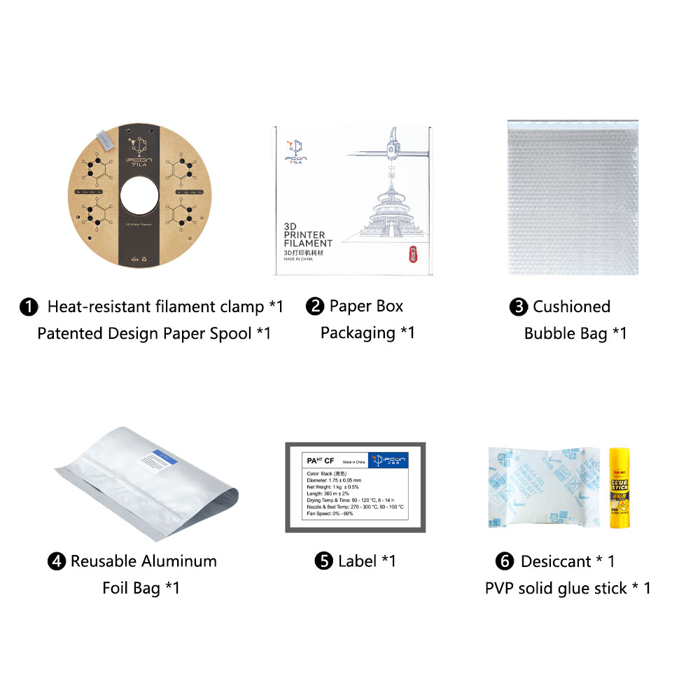IPCON 3D Printing Filament Patented Packing ppa cf, ppa cf filament, 3d printing